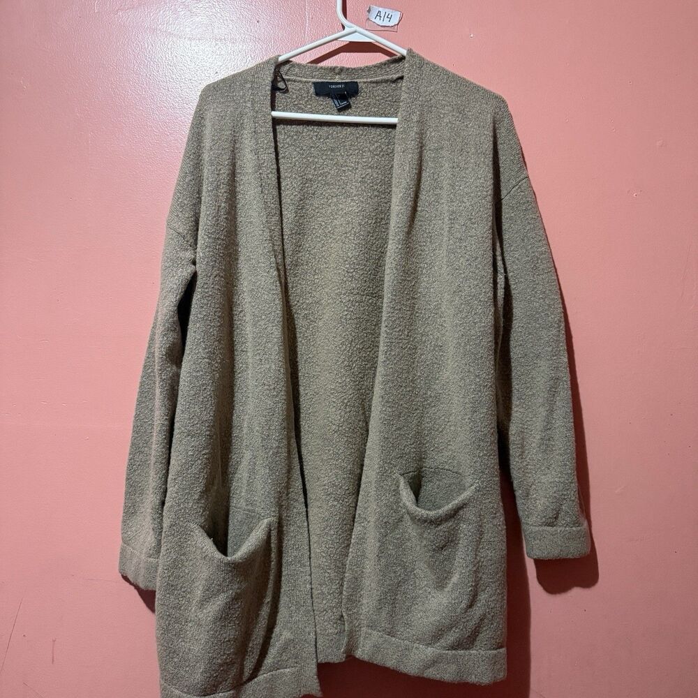 3/$15 Forever 21 Womens Cardigan L Large Brown Pockets Sweater Open Front